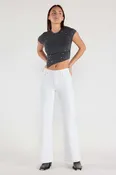 32.5 Inseam Basic White Wide Jeans