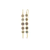 Amáli Faceted Labradorite Long Graduated Textile Earrings