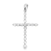 14K White Gold Diamond Cross Pendant