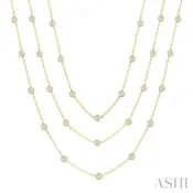 10 Ctw Bezel Set Round Cut Diamond 60-Inch Long Station Necklace in 14K Yellow Gold