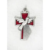 1-1/2 Inch Red Enamel Holy Spirit Cross