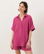 Organic Cotton Double Gauze Shirt and Drawstring Shorts Set