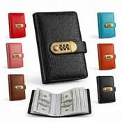 100-Pocket Currency Collectors Album with Password Lock, PU Leather Banknote Binder with Clear Sleeves, Large Capacity Money Storage Book for Cash, Bills, Paper Currency and Collectibles