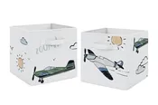 Airplane Green and Blue Collection Foldable Fabric Storage Bins