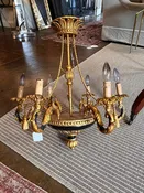 Antique Gold Gilt Chandelier 24"Diam to 28"T Fixture