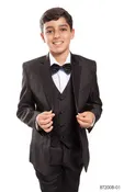 5 PIECE SATIN NOTCH LAPEL MATCHING TUX SHIRT AND BOW TIE