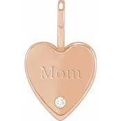 14K Rose Gold .02 CT Diamond Engraved MOM Heart Charm/Pendant
. 88006:118:P