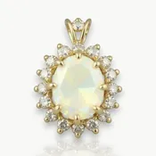 14k Yellow Gold Opal Pendant with Diamonds — Cortes