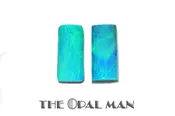 Blue/Green Rectangle Australian Opal Doublets Matched Set-2.95ct