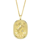 0.02CT DIAMOND ZODIAC ARIES RAM STAR MATTE CHOPIN CHAIN NECKLACE