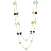 14k Checkerboard Fancy Rose-Cut Gemstone By The Yard Necklace (32.0.cts.tw)