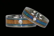 Australian Opal and Wood Inlay Diamond  Hawaii Titanium Rings®