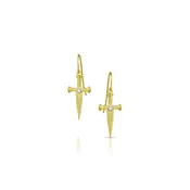 18K Yellow Gold "Sword Cross" Earrings with Diamonds