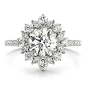 Budding Round Brilliant Diamond Halo Engagement Ring
