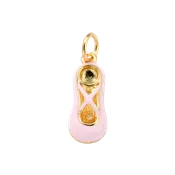 18k Gold Plated Brass Pink Ballet Shoe Charm