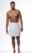 100% Cotton Men White Terry Velour Cloth Body Wrap, Bath Towel Wrap