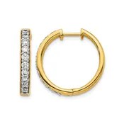 10k 1 carat Diamond Round Hinged Hoop Earrings