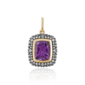 14k two tone diamond and amethyst pendant