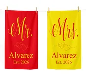 Personalized Family Name Christmas Tree Waffle Weave Kitchen Towel