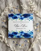 Blue Flower Theme Custom Wedding Ceremony Program | Order of Ceremony Program | Floral Theme Wedding Ceremony Program WP-70