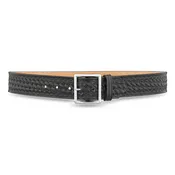 1-3/4"" Basketweave Leather Garrison Belt with Nickel Buckle | DTY-1621