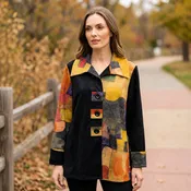 Printed Suede Color Block Jacket | Women's Statement Layer - SP2-8