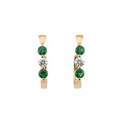 14K Gold Emerald & Diamond Elongated Hoop Earrings | 1/3 ctw