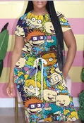 Knee length cartoon print dress