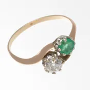 14k Rose Gold Lds Ring , With Diamond – .25 omc , Emerald