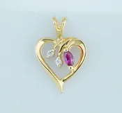 14k ruby and diamond heart pendant