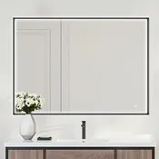 COLINE 40" x 28" Rectangular Black Metal Framed LED Mirror