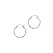 14 Karat White Hoop Earrings- 25mm