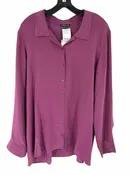 Eileen Fisher Size XL Purple silk BUTTON UP NWT Womens Long-sleeve