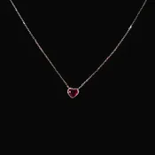 Heart-Shaped Red Ruby Pendant Necklace in White Gold