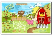 Mini Barn Yard Blast 8 1/2" x 14" Children’s Placemats (500 units)