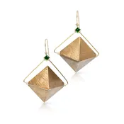 Green Tourmaline Geometric Drop Earrings — EatMetal
