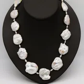 14K Yellow Gold 22inch Baroque Freshwater Pearl Necklace