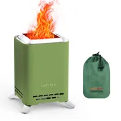 2-in-1 Smokeless Fire Pit with Pot Bracket & Carry Bag, Square，9‘’