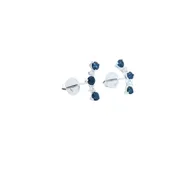 .09RDB .57SP 14K White Gold Diamond and Sapphire Climber Studs