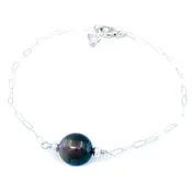 9-10mm Tahitian Pearl on 14k Gold Filled or Sterling Silver Paperclip Chain Bracelet
