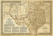 1876 Great Texas & Southwestern Cattle Trails Map, Second Edition
