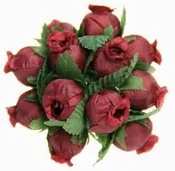 144 Miniature Poly Rose Silk Favor Flower Pick Wedding Shower - Burgundy