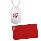 Medical Dog Tag Necklace plus Engraved Wallet Card-AA3041CC