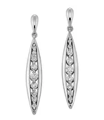 10Kt White Gold 18 Round Diamond  Graduation Diamond Dangle Earrings .