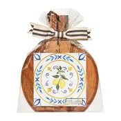 Acacia Wood Board Gift with Capri Coast Napkins