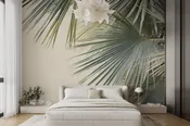 Wall mural – Lush palm leaves against a soft backdrop