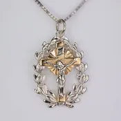 10K White and Yellow Gold Crucifix Pendant
