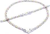 3 Tone I Love You HUGS and Kisses Necklace and Bracelet Set XOXO Stainless Steel 20" Length