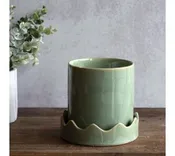 5.2" LT. GREEN PLANTER WITH SAUCER PDYL03