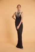 Black Knit Column Gown